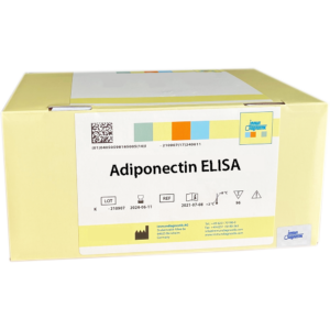 The Adiponectin ELISA yellow kit box.
