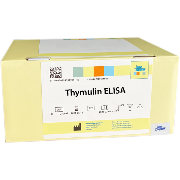 The Thymulin ELISA yellow kit box.